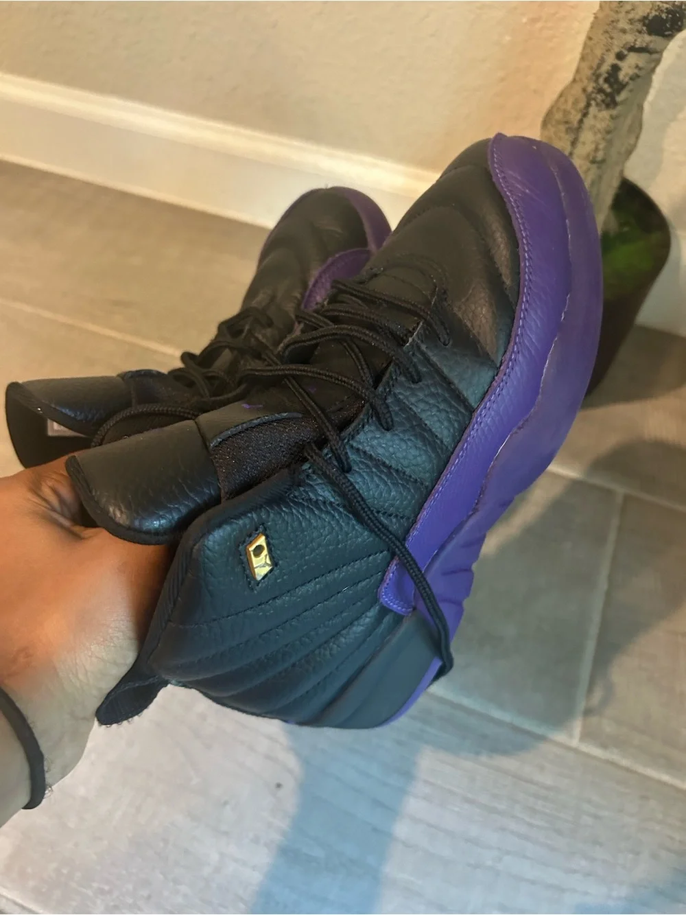Jordan Black and Purple High-Top Sneakers
